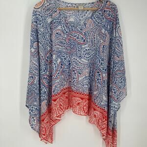 Ariat Shawl Women’s Small Blue & Red Paisley Oversized Lightweight Feminine